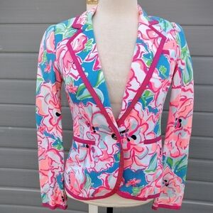 Lilly Pulitzer Malibu Blazer Jacket  Flutter Blue Lucky Charm Sz XS